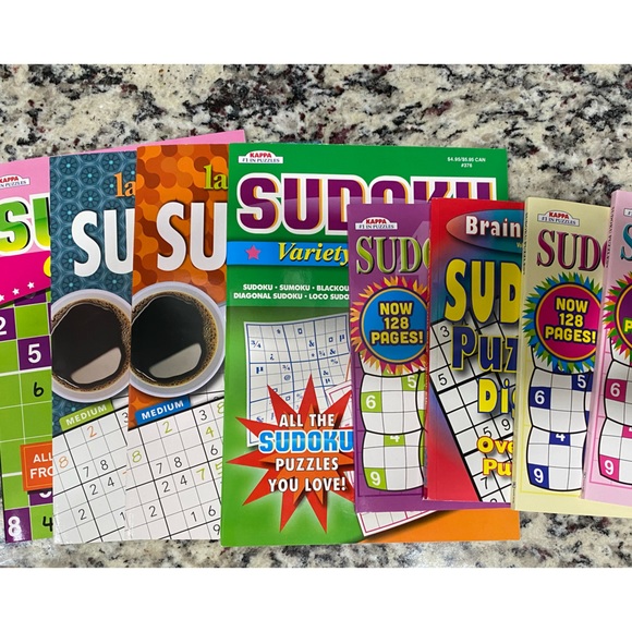 Lot Of 8 Sudoku Puzzle Books No Duplicates - Picture 2 of 2